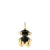 Small 18kt gold plating over silver with onyx bear motif Pendant Color Bear