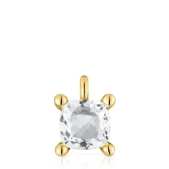 Small 18kt gold plating over silver and rock crystal quartz Pendant Color White