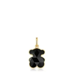 Small 18kt gold plating over silver bear Pendant with onyx bear motif TOUS Icon Color