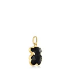 Small 18kt gold plating over silver bear Pendant with onyx bear motif TOUS Icon Color