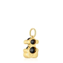 Small 18kt gold plating over silver with onyx bear motif Pendant Color Bear
