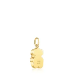 Small 18kt gold plating over silver bear Pendant with onyx bear motif TOUS Icon Color