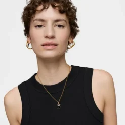 Small 18kt gold plating over silver bear Pendant with onyx bear motif TOUS Icon Color