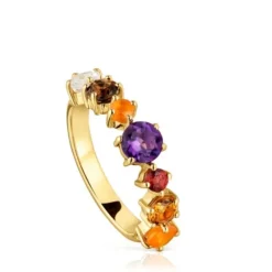 Small 18kt gold-plated silver and gemstones Ring Sugar Party