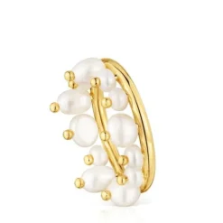 Small 18kt gold-plated silver and cultured pearls Ring Sugar Party