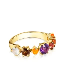 Small 18kt gold-plated silver and gemstones Ring Sugar Party