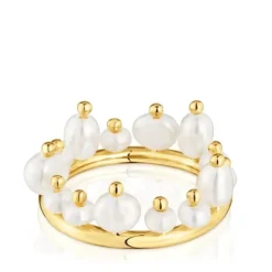 Small 18kt gold-plated silver and cultured pearls Ring Sugar Party