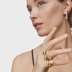 Small 18kt gold-plated silver and cultured pearls Ring Sugar Party