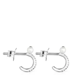 Small Les Classiques Earrings in White gold with Diamonds and Pearl