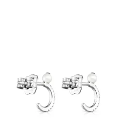Small Les Classiques Earrings in White gold with Diamonds and Pearl