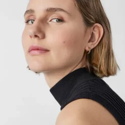 Small Nocturne disc Earrings in Silver Vermeil with Diamonds