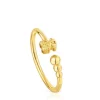 Small open Ring with 18kt gold plating over silver and motifs TOUS Grain