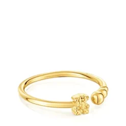 Small open Ring with 18kt gold plating over silver and motifs TOUS Grain