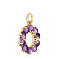 Small Pendant with 18kt gold plating over silver and amethyst Sugar Party