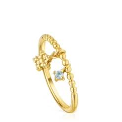 Small Ring with 18kt gold plating over silver and topaz TOUS Grain