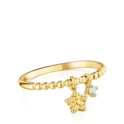 Small Ring with 18kt gold plating over silver and topaz TOUS Grain