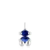 Small silver bear motif Pendant with laboratory-grown blue sapphire Color Bear LGG