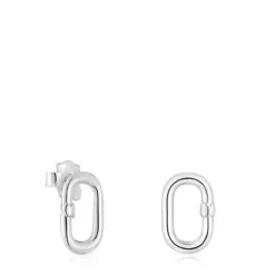 Small silver Earrings Hold Oval