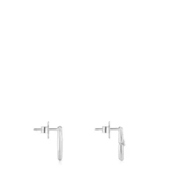 Small silver Earrings Hold Oval