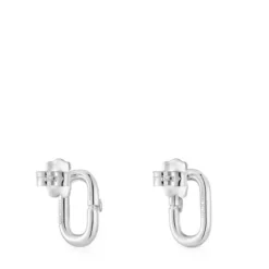 Small silver Earrings Hold Oval