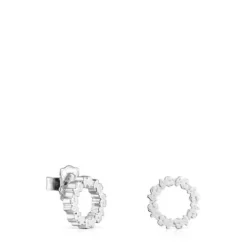 Small Silver Straight disc Earrings