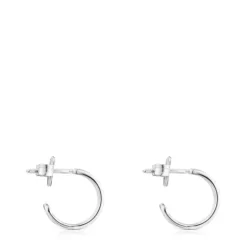 Small silver TOUS Bear Row hoop earrings with silhouette