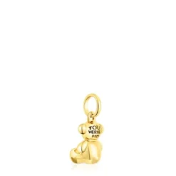 Small silver vermeil Bold Bear pendant