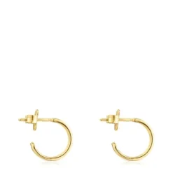 Small silver vermeil TOUS Bear Row hoop earrings with silhouette