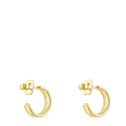 Small silver vermeil TOUS Bear Row hoop earrings with silhouette