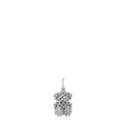 Small texturized white gold bear Pendant Bold Bear