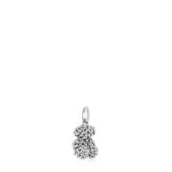 Small texturized white gold bear Pendant Bold Bear
