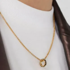 Small Vermeil Silver Shield Pendant with Spinels