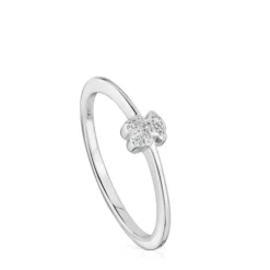 Small white-gold bear Ring with diamonds TOUS Grain