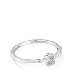 Small white-gold bear Ring with diamonds TOUS Grain