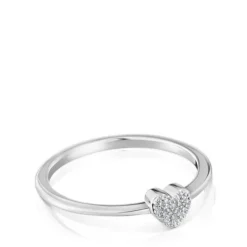 Small white-gold heart Ring with diamonds TOUS Grain