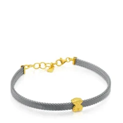 Steel and Gold Icon Mesh Bracelet