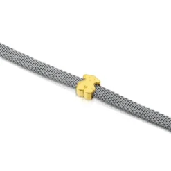 Steel and Gold Icon Mesh Bracelet