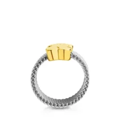 Steel and Gold TOUS Mesh Ring 0,7cm