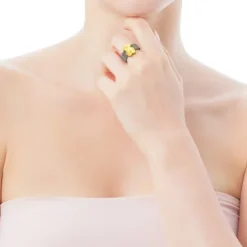 Steel and Gold TOUS Mesh Ring 0,7cm