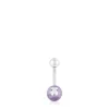 Steel and lilac-colored Murano glass Navel piercing Icon Glass