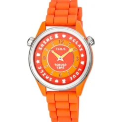 Steel Tender Time Watch with orange silicone strap