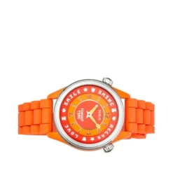 Steel Tender Time Watch with orange silicone strap