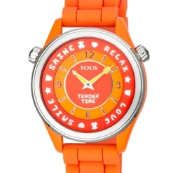 Steel Tender Time Watch with orange silicone strap
