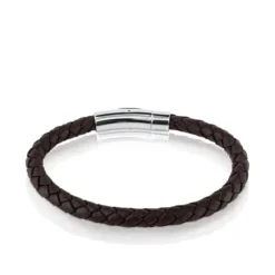 Steel TOUS Man Bracelet with brown leather