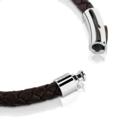 Steel TOUS Man Bracelet with brown leather