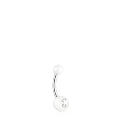Steel TOUS Pearl navel Piercing with pearls