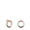 Straight large disc Earrings in Rose Silver Vermeil with Gemstones