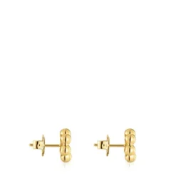 Sugar Party short flower Earrings with 18kt gold plating over silver and iolite