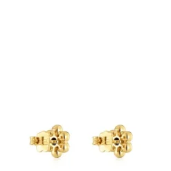 Sugar Party short flower Earrings with 18kt gold plating over silver and iolite