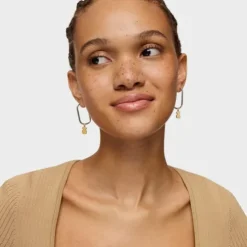 Sweet Dolls two-tone Hoop earrings with bear motif